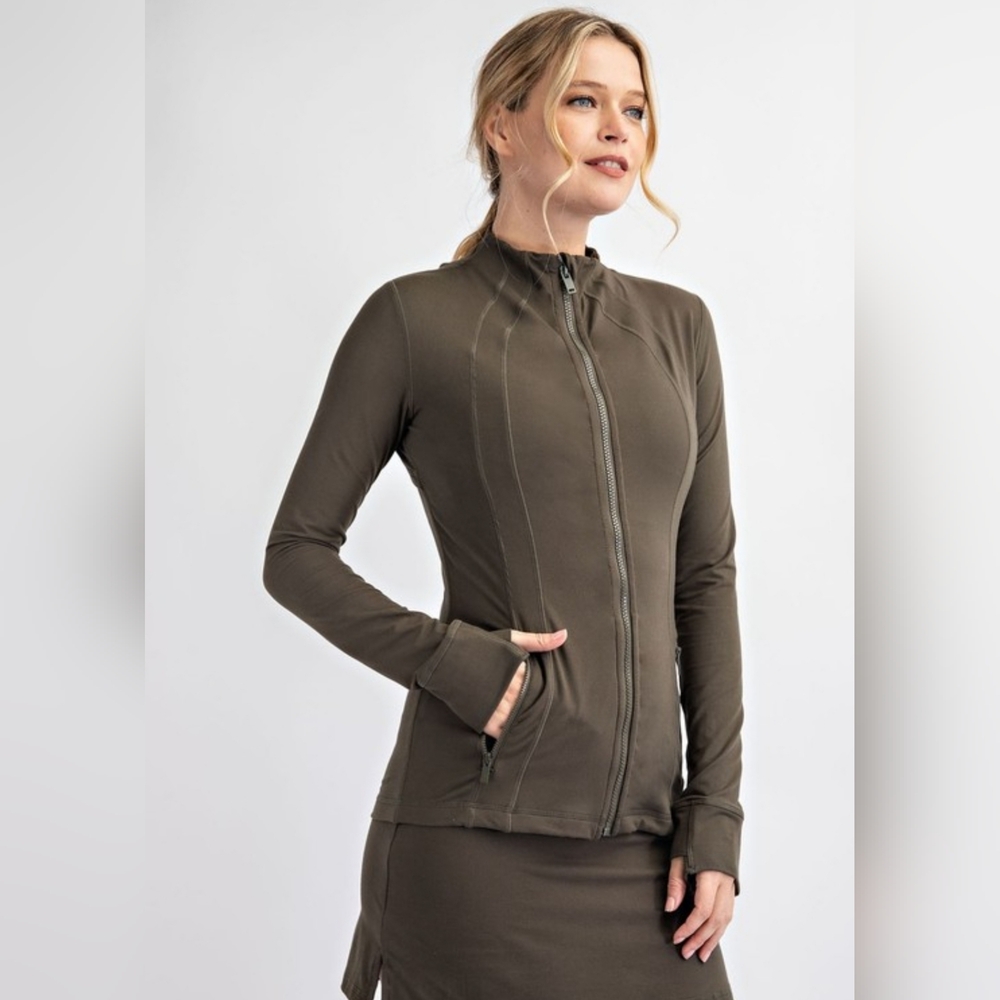 Olive Defined Butter Soft Activewear Jacket